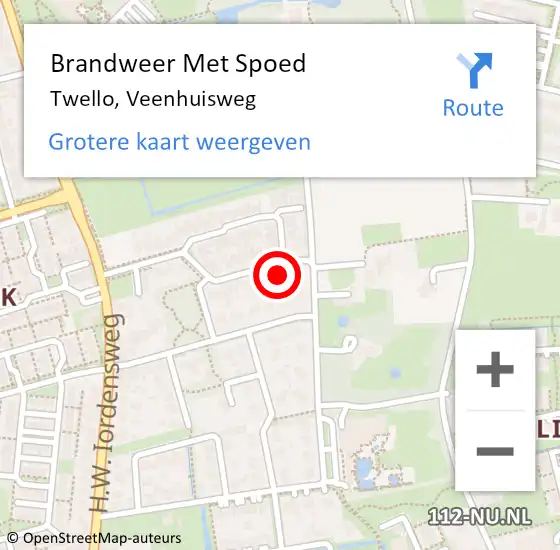 Locatie op kaart van de 112 melding: Brandweer Met Spoed Naar Twello, Veenhuisweg op 16 september 2023 11:55