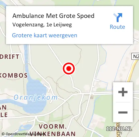 Locatie op kaart van de 112 melding: Ambulance Met Grote Spoed Naar Vogelenzang, 1e Leijweg op 16 september 2023 12:01