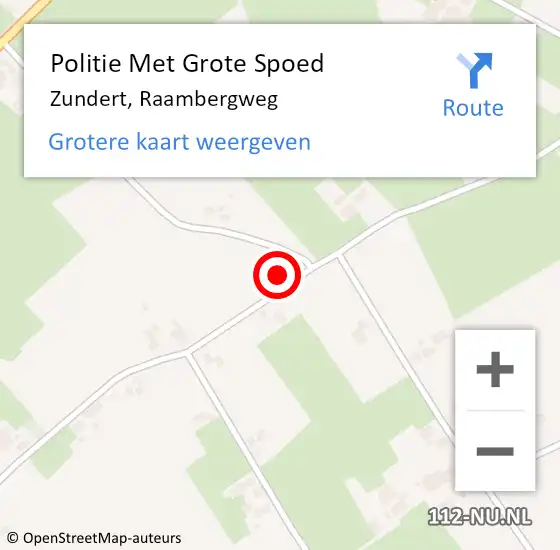 Locatie op kaart van de 112 melding: Politie Met Grote Spoed Naar Zundert, Raambergweg op 16 september 2023 12:01