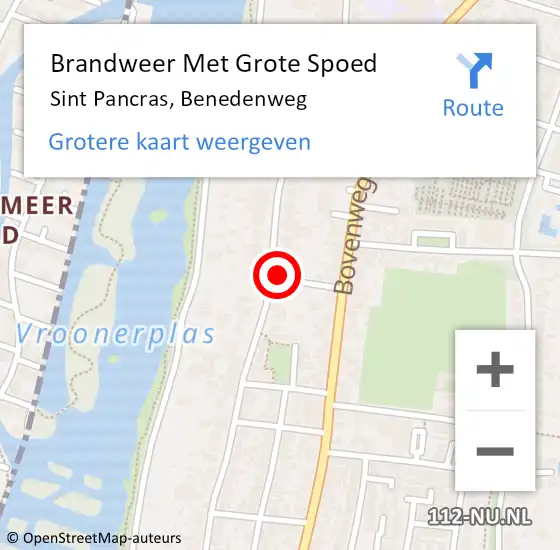 Locatie op kaart van de 112 melding: Brandweer Met Grote Spoed Naar Sint Pancras, Benedenweg op 16 september 2023 12:14