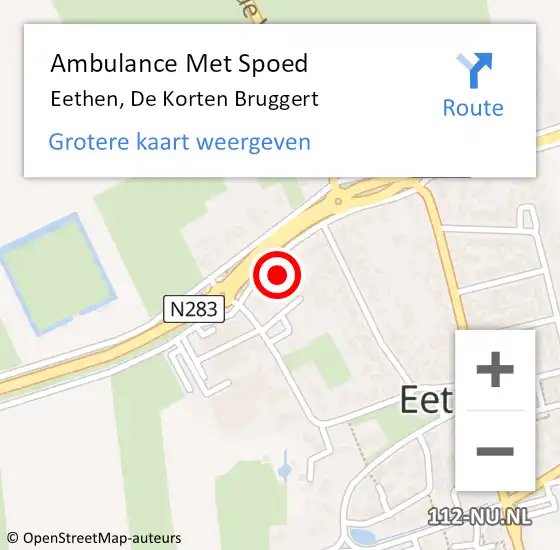 Locatie op kaart van de 112 melding: Ambulance Met Spoed Naar Eethen, De Korten Bruggert op 8 september 2014 12:39