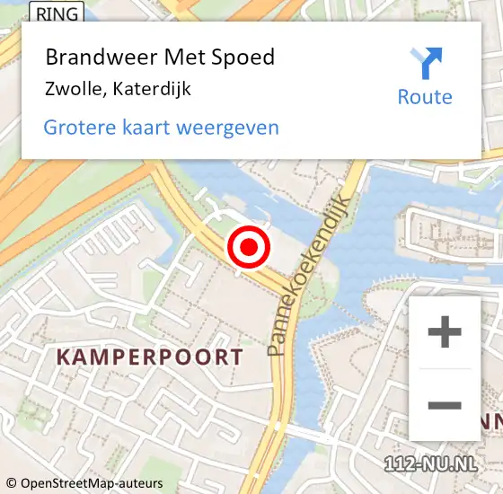 Locatie op kaart van de 112 melding: Brandweer Met Spoed Naar Zwolle, Katerdijk op 16 september 2023 12:19