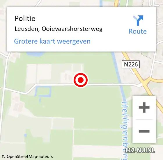 Locatie op kaart van de 112 melding: Politie Leusden, Ooievaarshorsterweg op 16 september 2023 12:22
