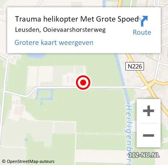 Locatie op kaart van de 112 melding: Trauma helikopter Met Grote Spoed Naar Leusden, Ooievaarshorsterweg op 16 september 2023 12:24