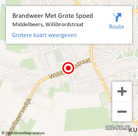 Locatie op kaart van de 112 melding: Brandweer Met Grote Spoed Naar Middelbeers, Willibrordstraat op 16 september 2023 12:36