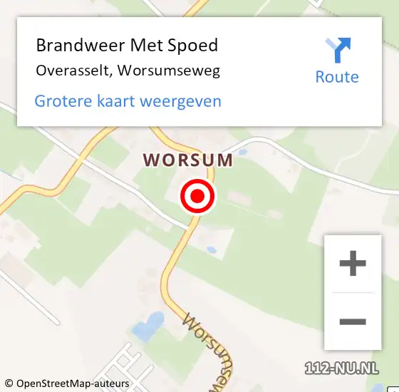 Locatie op kaart van de 112 melding: Brandweer Met Spoed Naar Overasselt, Worsumseweg op 16 september 2023 12:54