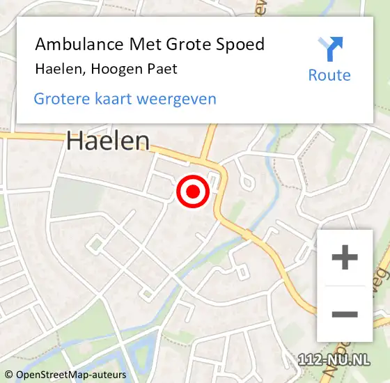 Locatie op kaart van de 112 melding: Ambulance Met Grote Spoed Naar Haelen, Hoogen Paet op 16 september 2023 13:08