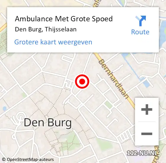 Locatie op kaart van de 112 melding: Ambulance Met Grote Spoed Naar Den Burg, Thijsselaan op 16 september 2023 13:41