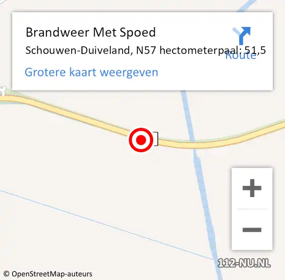 Locatie op kaart van de 112 melding: Brandweer Met Spoed Naar Schouwen-Duiveland, N57 hectometerpaal: 51,5 op 16 september 2023 13:48