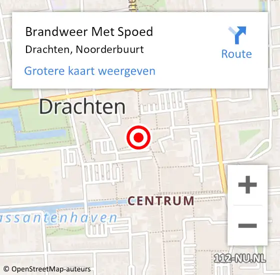 Locatie op kaart van de 112 melding: Brandweer Met Spoed Naar Drachten, Noorderbuurt op 16 september 2023 14:09