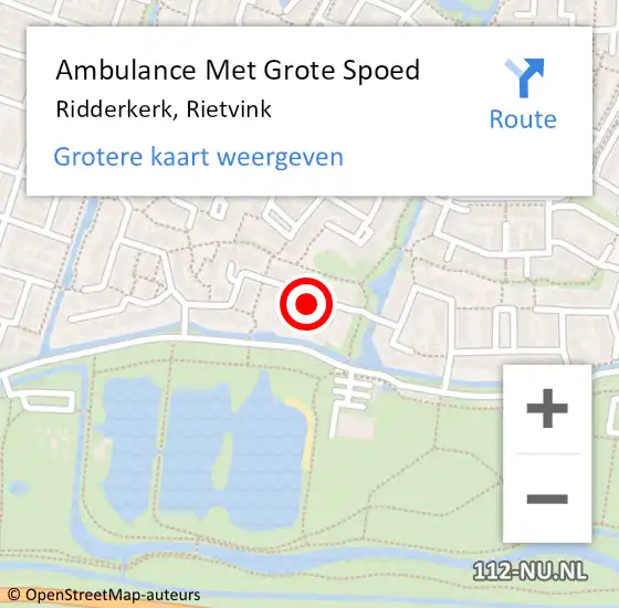 Locatie op kaart van de 112 melding: Ambulance Met Grote Spoed Naar Ridderkerk, Rietvink op 16 september 2023 14:36