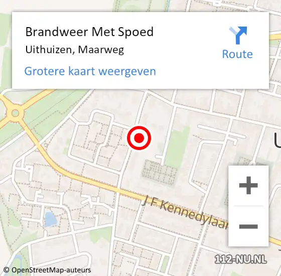 Locatie op kaart van de 112 melding: Brandweer Met Spoed Naar Uithuizen, Maarweg op 16 september 2023 14:38