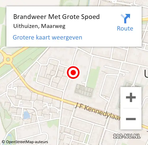 Locatie op kaart van de 112 melding: Brandweer Met Grote Spoed Naar Uithuizen, Maarweg op 16 september 2023 14:39