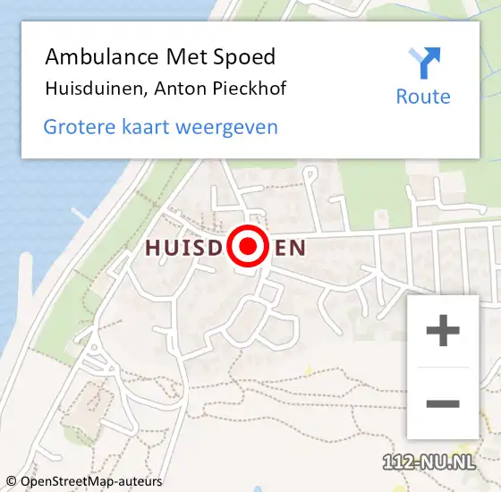 Locatie op kaart van de 112 melding: Ambulance Met Spoed Naar Huisduinen, Anton Pieckhof op 16 september 2023 14:44