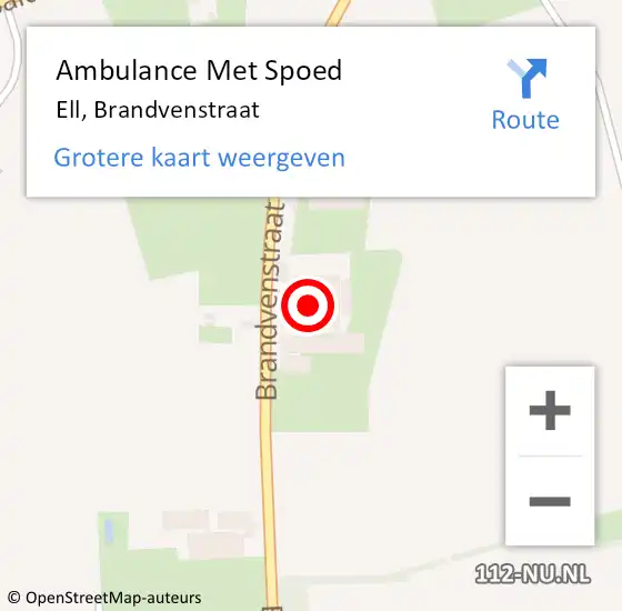 Locatie op kaart van de 112 melding: Ambulance Met Spoed Naar Ell, Brandvenstraat op 16 september 2023 14:54