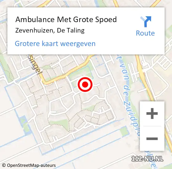 Locatie op kaart van de 112 melding: Ambulance Met Grote Spoed Naar Zevenhuizen, De Taling op 16 september 2023 15:13