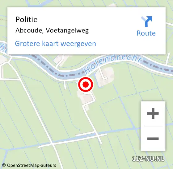 Locatie op kaart van de 112 melding: Politie Abcoude, Voetangelweg op 16 september 2023 15:17