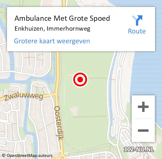Locatie op kaart van de 112 melding: Ambulance Met Grote Spoed Naar Enkhuizen, Immerhornweg op 16 september 2023 15:21