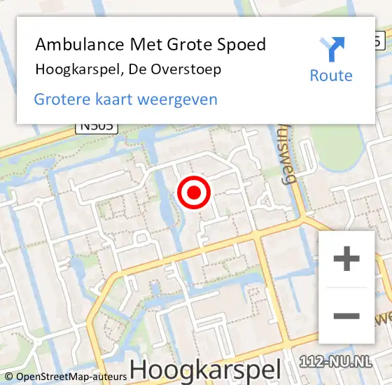 Locatie op kaart van de 112 melding: Ambulance Met Grote Spoed Naar Hoogkarspel, De Overstoep op 16 september 2023 15:42