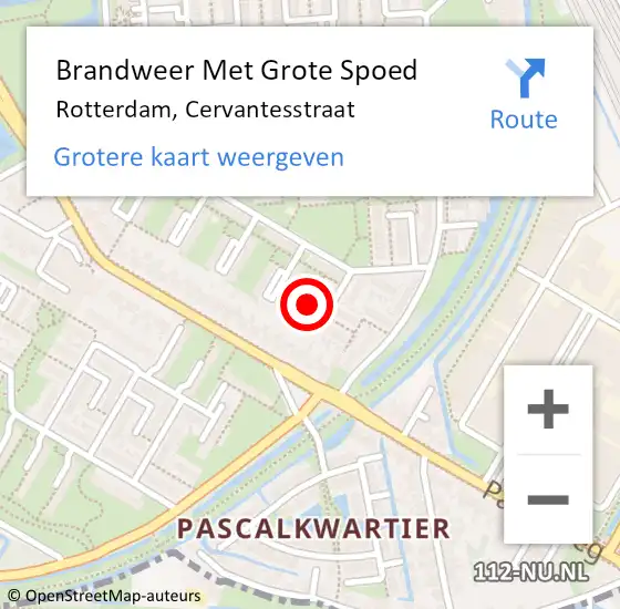 Locatie op kaart van de 112 melding: Brandweer Met Grote Spoed Naar Rotterdam, Cervantesstraat op 16 september 2023 15:48