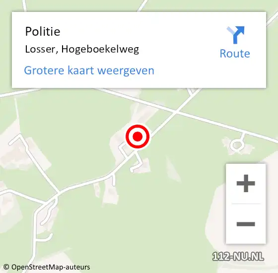 Locatie op kaart van de 112 melding: Politie Losser, Hogeboekelweg op 16 september 2023 15:48