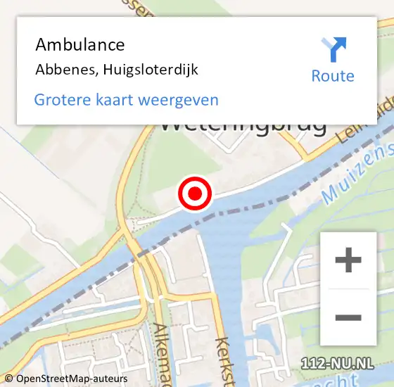 Locatie op kaart van de 112 melding: Ambulance Abbenes, Huigsloterdijk op 16 september 2023 16:12