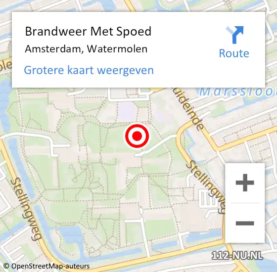 Locatie op kaart van de 112 melding: Brandweer Met Spoed Naar Amsterdam, Watermolen op 16 september 2023 16:53