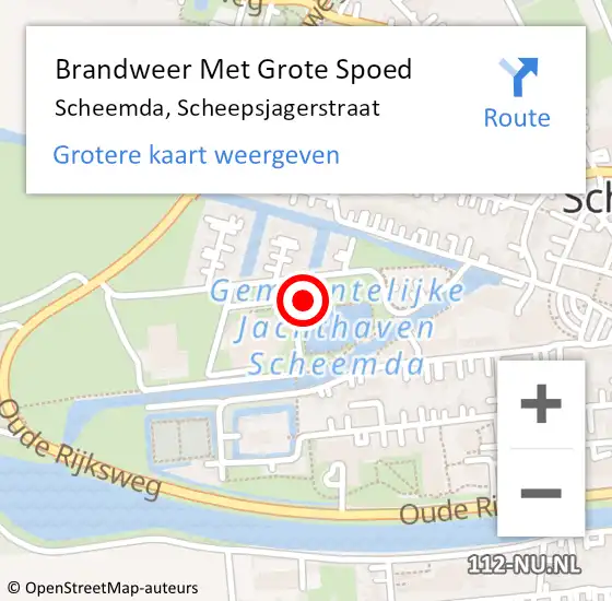 Locatie op kaart van de 112 melding: Brandweer Met Grote Spoed Naar Scheemda, Scheepsjagerstraat op 16 september 2023 16:56