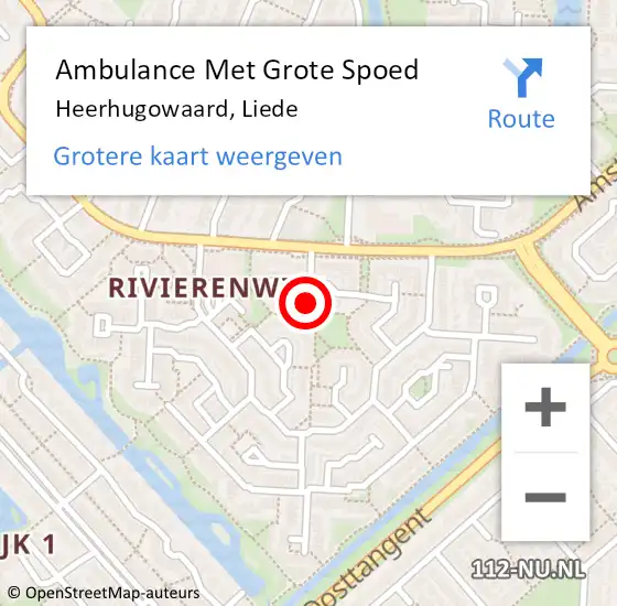 Locatie op kaart van de 112 melding: Ambulance Met Grote Spoed Naar Heerhugowaard, Liede op 16 september 2023 16:57
