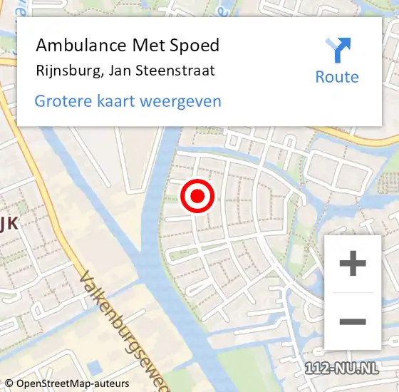 Locatie op kaart van de 112 melding: Ambulance Met Spoed Naar Rijnsburg, Jan Steenstraat op 16 september 2023 16:59