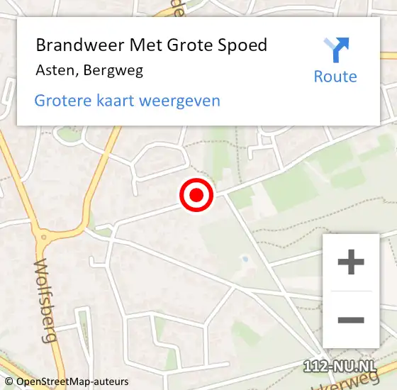 Locatie op kaart van de 112 melding: Brandweer Met Grote Spoed Naar Asten, Bergweg op 16 september 2023 18:35