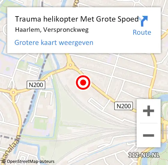 Locatie op kaart van de 112 melding: Trauma helikopter Met Grote Spoed Naar Haarlem, Verspronckweg op 16 september 2023 18:47