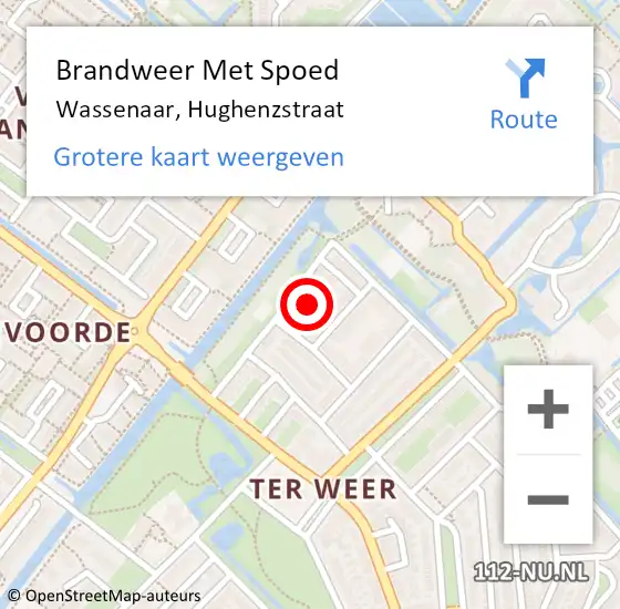 Locatie op kaart van de 112 melding: Brandweer Met Spoed Naar Wassenaar, Hughenzstraat op 16 september 2023 18:48