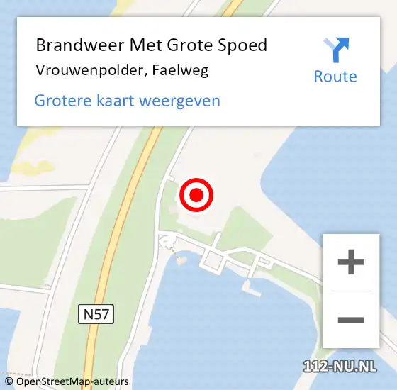 Locatie op kaart van de 112 melding: Brandweer Met Grote Spoed Naar Vrouwenpolder, Faelweg op 16 september 2023 19:16