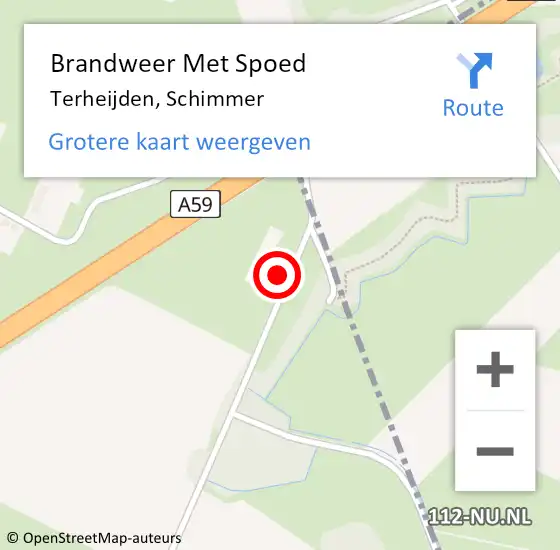 Locatie op kaart van de 112 melding: Brandweer Met Spoed Naar Terheijden, Schimmer op 16 september 2023 19:34