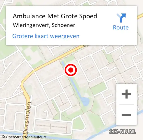 Locatie op kaart van de 112 melding: Ambulance Met Grote Spoed Naar Wieringerwerf, Schoener op 16 september 2023 19:35