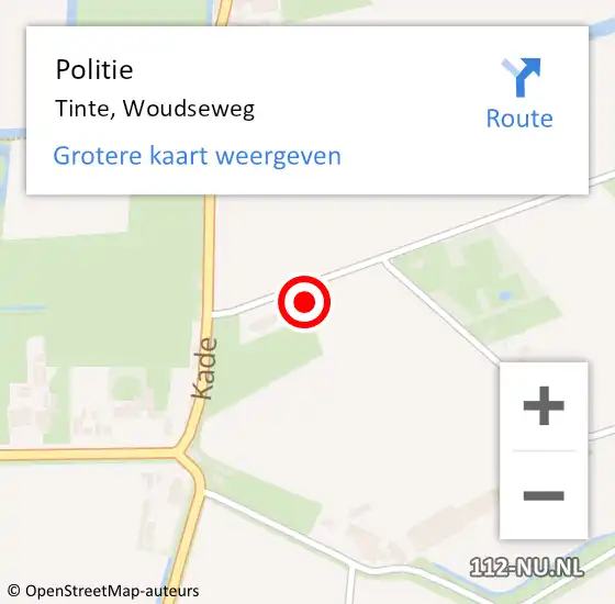 Locatie op kaart van de 112 melding: Politie Tinte, Woudseweg op 16 september 2023 19:53