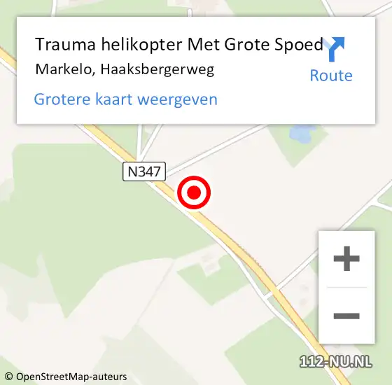 Locatie op kaart van de 112 melding: Trauma helikopter Met Grote Spoed Naar Markelo, Haaksbergerweg op 16 september 2023 20:12