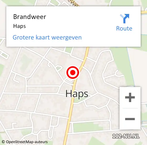 Locatie op kaart van de 112 melding: Brandweer Haps op 16 september 2023 20:34