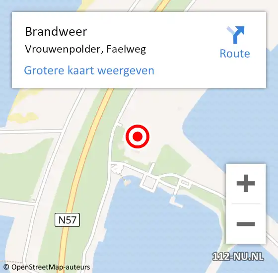 Locatie op kaart van de 112 melding: Brandweer Vrouwenpolder, Faelweg op 16 september 2023 20:38