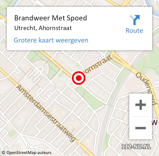 Locatie op kaart van de 112 melding: Brandweer Met Spoed Naar Utrecht, Ahornstraat op 16 september 2023 20:40