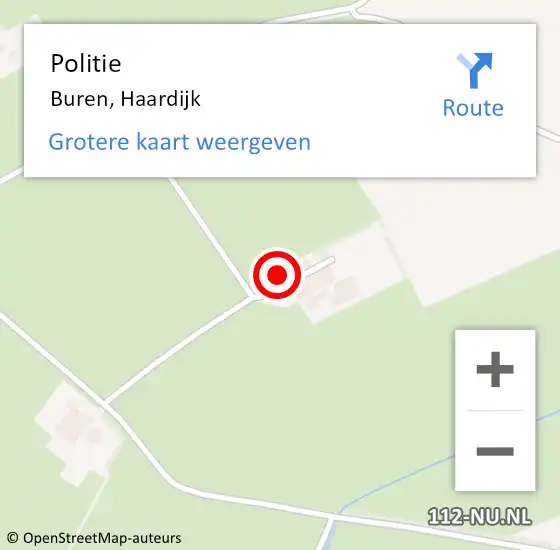 Locatie op kaart van de 112 melding: Politie Buren, Haardijk op 16 september 2023 21:19