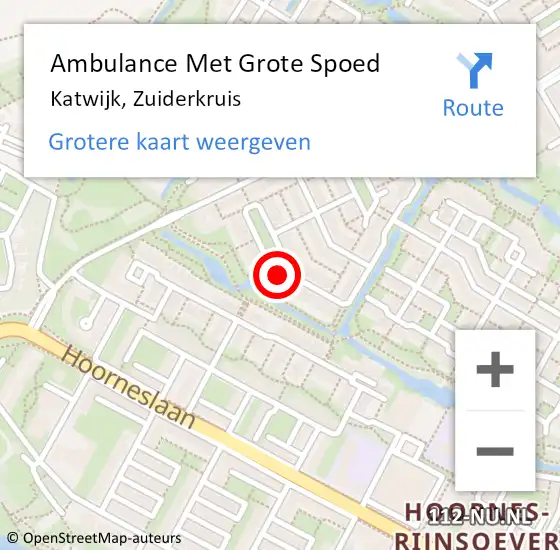Locatie op kaart van de 112 melding: Ambulance Met Grote Spoed Naar Katwijk, Zuiderkruis op 16 september 2023 21:25