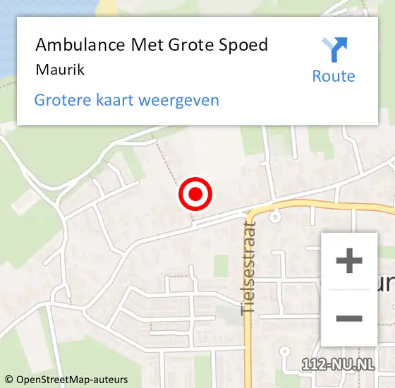 Locatie op kaart van de 112 melding: Ambulance Met Grote Spoed Naar Maurik op 16 september 2023 21:26