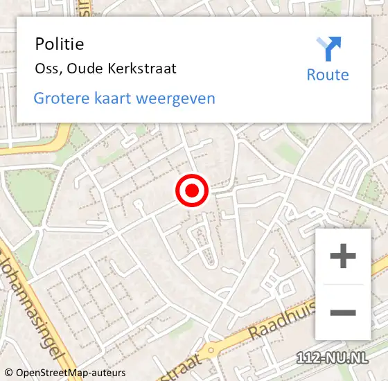 Locatie op kaart van de 112 melding: Politie Oss, Oude Kerkstraat op 16 september 2023 21:29