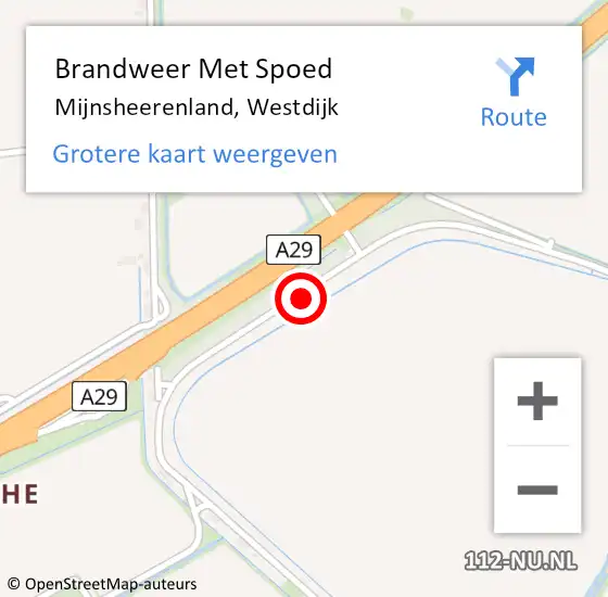 Locatie op kaart van de 112 melding: Brandweer Met Spoed Naar Mijnsheerenland, Westdijk op 16 september 2023 21:33