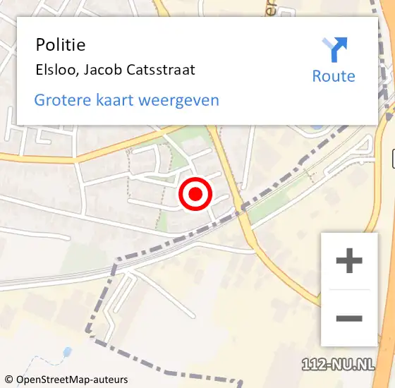 Locatie op kaart van de 112 melding: Politie Elsloo, Jacob Catsstraat op 16 september 2023 21:35
