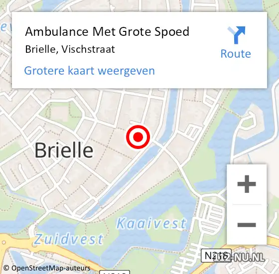 Locatie op kaart van de 112 melding: Ambulance Met Grote Spoed Naar Brielle, Vischstraat op 16 september 2023 21:46