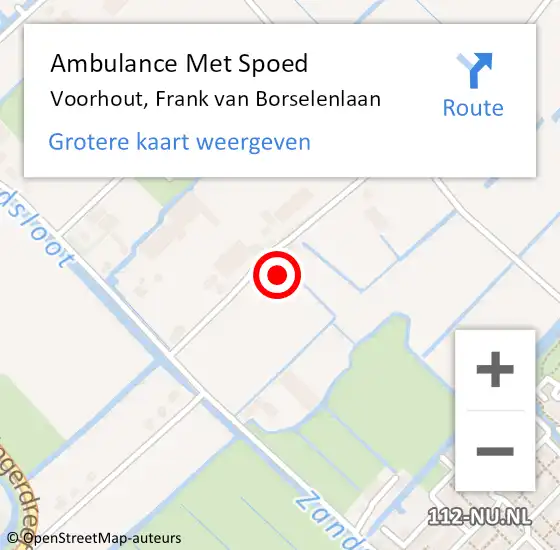 Locatie op kaart van de 112 melding: Ambulance Met Spoed Naar Voorhout, Frank van Borselenlaan op 16 september 2023 22:04