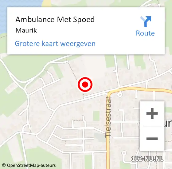 Locatie op kaart van de 112 melding: Ambulance Met Spoed Naar Maurik op 16 september 2023 22:06
